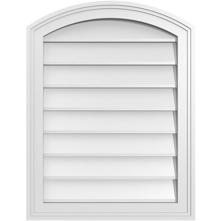 Ekena Millwork Arch Top Surface Mount PVC Gable Vent: Functional, w/ 2"W x 1-1/2"P Brickmould Frame, 20"W x 26"H GVPAR20X2602SF